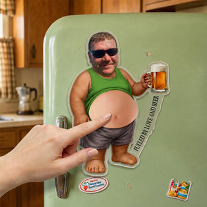 Personalized Funny Dad s Grilling Face Squishy Belly Fridge Magnet, Father's Day Gift For Husband, Custom Dad Photo Squeeze Magnet, Kitchen