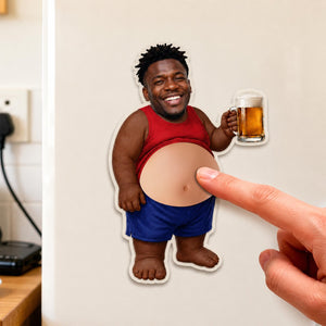 Personalized Funny Dad s Grilling Face Squishy Belly Fridge Magnet, Father's Day Gift For Husband, Custom Dad Photo Squeeze Magnet, Kitchen