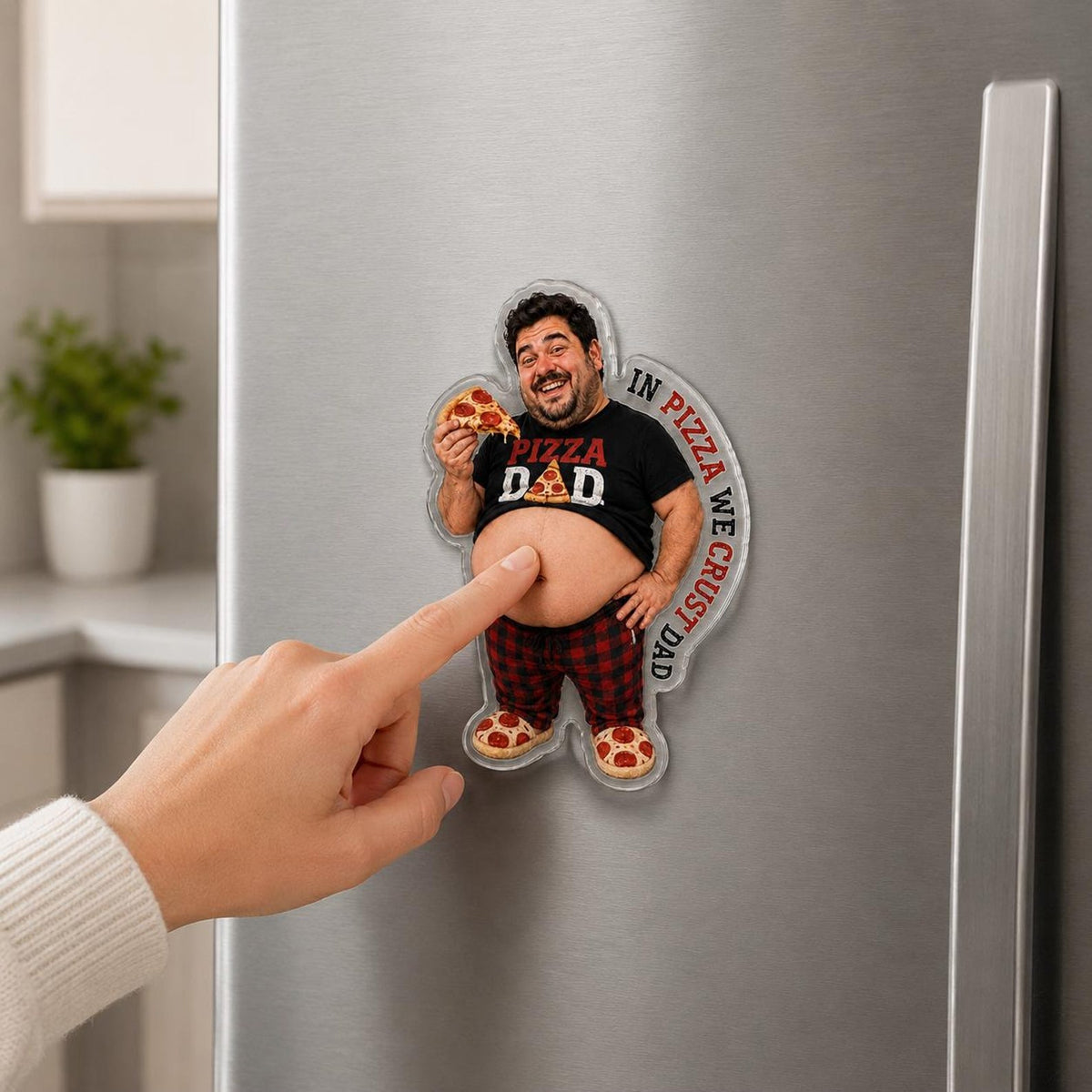 Custom Funny Dad s Grilling Face Squishy Belly Fridge Magnet, Personalized Dad Photo Squeeze Magnet, Father's Day Gift For Husband