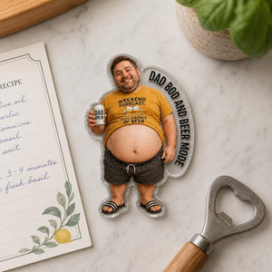 Custom Funny Dad s Grilling Face Squishy Belly Fridge Magnet, Personalized Dad Photo Squeeze Magnet, Father's Day Gift For Husband