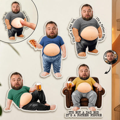 Personalized Funny Daddy Face Squishy Belly Fridge Magnet, Father's Day Gift For Husband, Custom Dad Photo Squeeze Magnet, Kitchen Decor