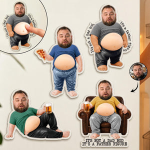 Personalized Funny Daddy Face Squishy Belly Fridge Magnet, Father's Day Gift For Husband, Custom Dad Photo Squeeze Magnet, Kitchen Decor