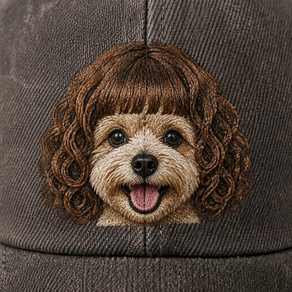 Custom Pet Wig Fake Hair Embroidered Hat,Personalized Dog Cat Photo Baseball Cap with Wig Style, Funny Pet Portrait Gift for Dog Mom Cat Dad
