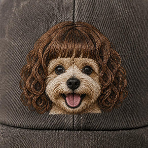 Custom Pet Wig Fake Hair Embroidered Hat,Personalized Dog Cat Photo Baseball Cap with Wig Style, Funny Pet Portrait Gift for Dog Mom Cat Dad