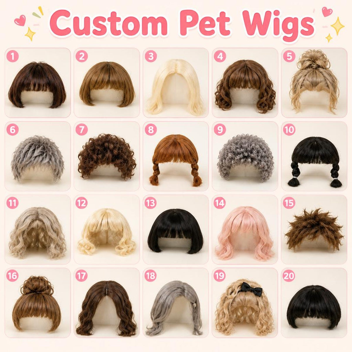 Custom Pet Wig Fake Hair Embroidered Hat,Personalized Dog Cat Photo Baseball Cap with Wig Style, Funny Pet Portrait Gift for Dog Mom Cat Dad
