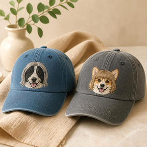 Custom Pet Wig Fake Hair Embroidered Hat,Personalized Dog Cat Photo Baseball Cap with Wig Style, Funny Pet Portrait Gift for Dog Mom Cat Dad