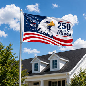 America 250th Anniversary Outdoor Flag, 1776-2026 USA House Flag, Patriotic Eagle Independence Day Banner, Freedom Flag Outdoor Decor