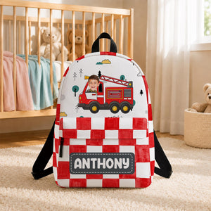Personalized Fire Truck Backpack , Preschool Backpack, Back To School Gift, Gifts For Kids, Firefighter Backpack For Boy