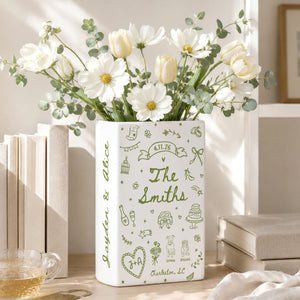 Custom Wedding Gift,Personalized Engagement Flower Vase with Names,Date&Location,Ceramic Flower Book Vase for Bride,Couple Gift,Newedly Gift