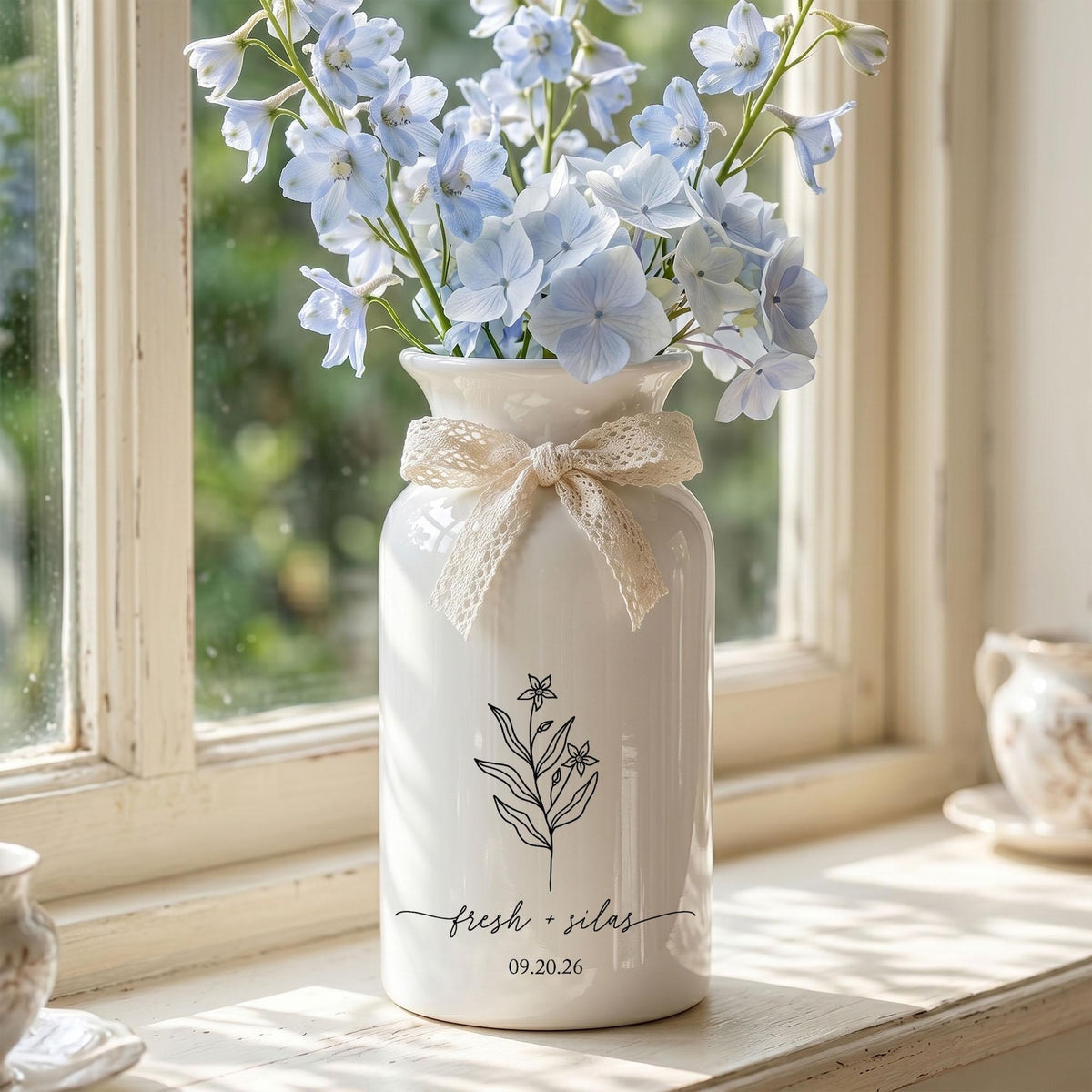 Custom Engagement Gifts Flower Vase,Wedding Vase Gift,Ceramic Flower Vase for Wedding,Gift for Newlyweds,Wedding Gift Anniversary Gift for Couple