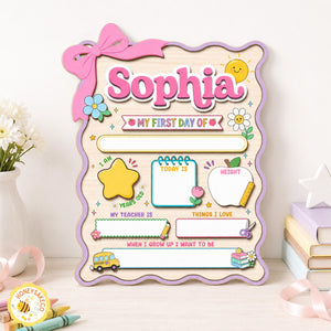 Personalized First Day Of School Sign, Back to School Board Gift For Kids, Kindergarten 1st Day of School Board, Last Day of School Keepsake