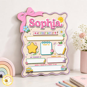 Personalized First Day Of School Sign, Back to School Board Gift For Kids, Kindergarten 1st Day of School Board, Last Day of School Keepsake