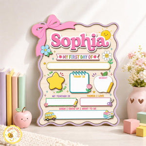 Personalized First Day Of School Sign, Back to School Board Gift For Kids, Kindergarten 1st Day of School Board, Last Day of School Keepsake