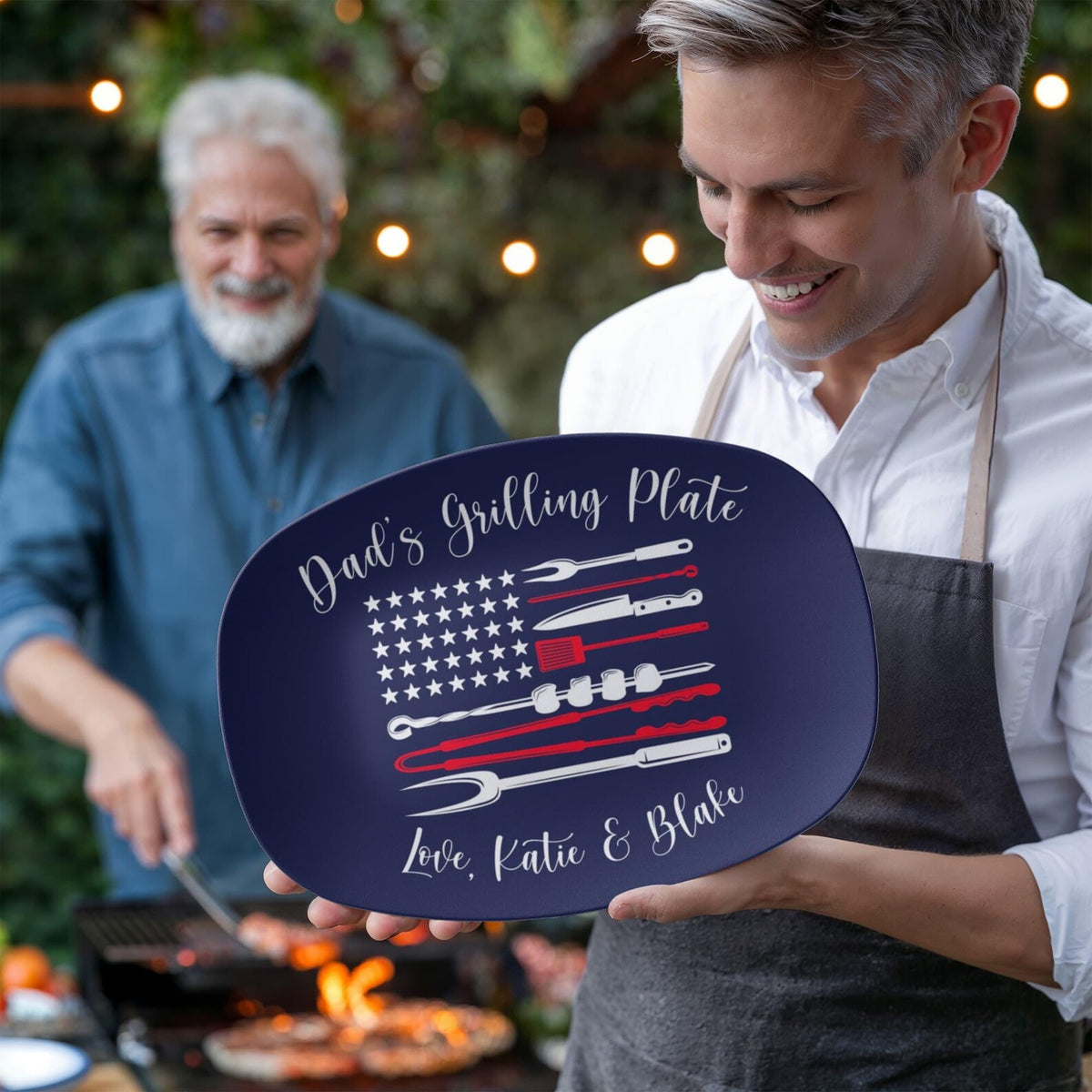 Personalized Dad Grilling Platter, Patriotic America's 250th 1776 2026 BBQ Plate, Custom Grill Master Gift, Fathers Day Gift, Birthday gift