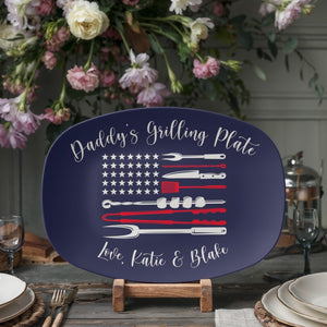 Personalized Dad Grilling Platter, Patriotic America's 250th 1776 2026 BBQ Plate, Custom Grill Master Gift, Fathers Day Gift, Birthday gift