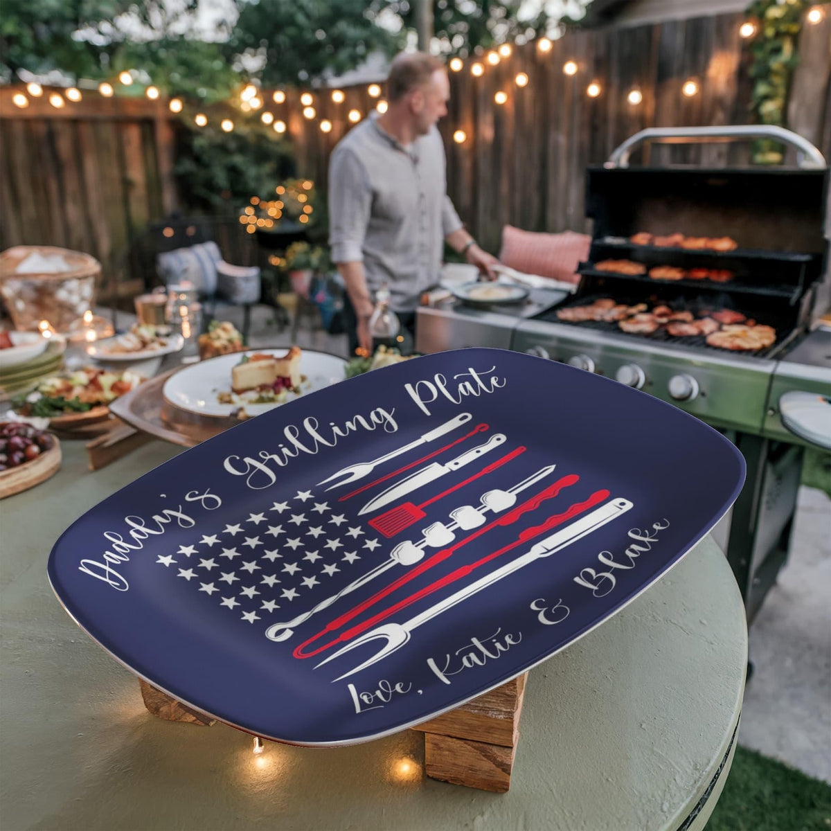 Personalized Dad Grilling Platter, Patriotic America's 250th 1776 2026 BBQ Plate, Custom Grill Master Gift, Fathers Day Gift, Birthday gift