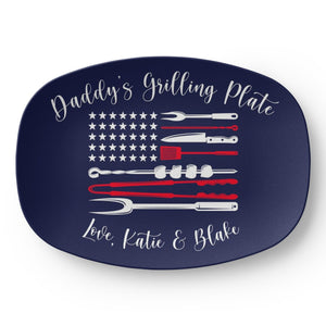 Personalized Dad Grilling Platter, Patriotic America's 250th 1776 2026 BBQ Plate, Custom Grill Master Gift, Fathers Day Gift, Birthday gift