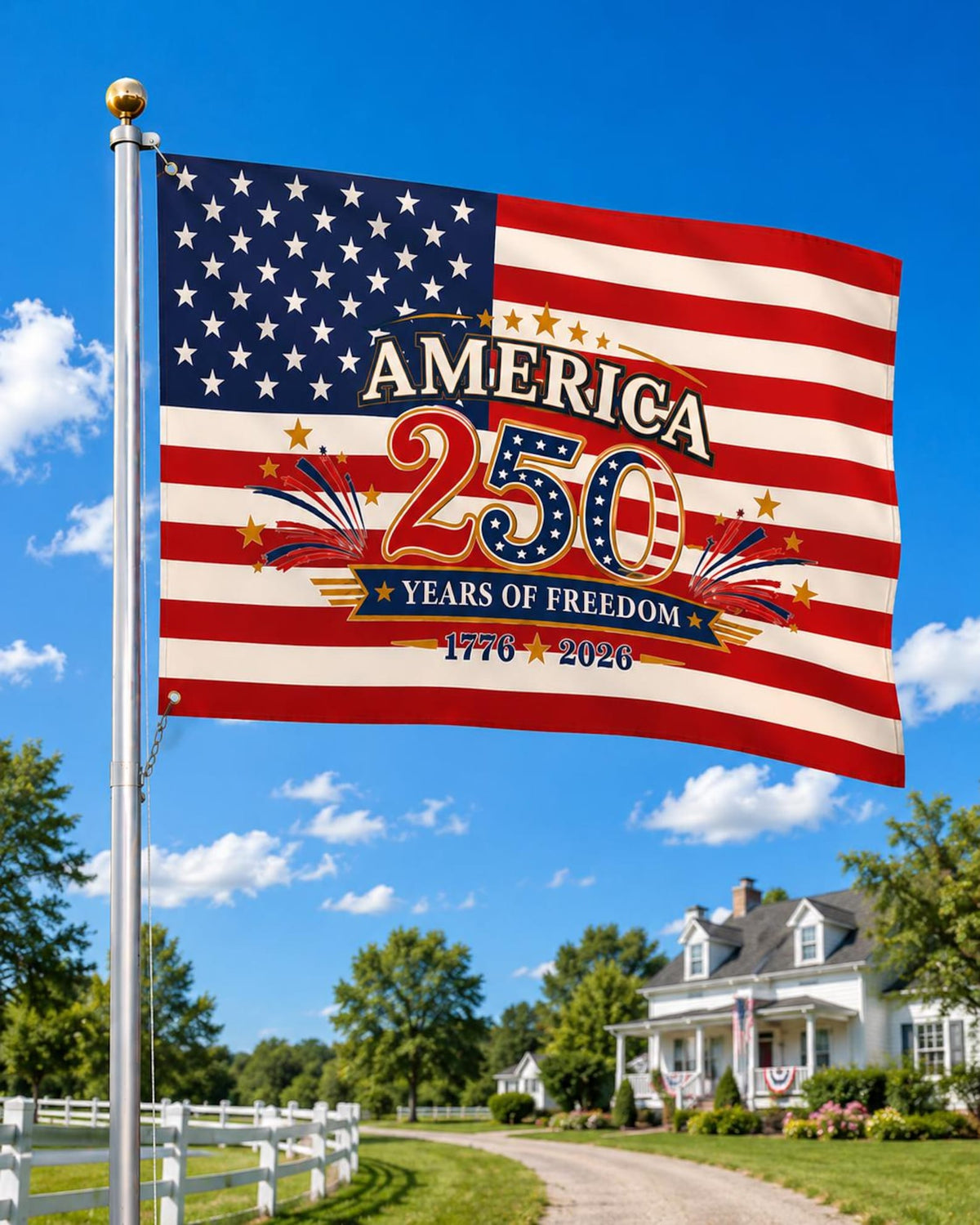 America 250th Anniversary Patriotic Outdoor Flag, Eagle Independence Day Banner, 1776-2026 USA House Flag, Freedom Flag, Outdoor Banner