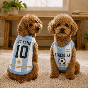 Argentina Pet Soccer Jersey, Custom Dog Jersey with Name and Number, Argentina Inspired Dog Shirt, Personalized Soccer Pet Outfit