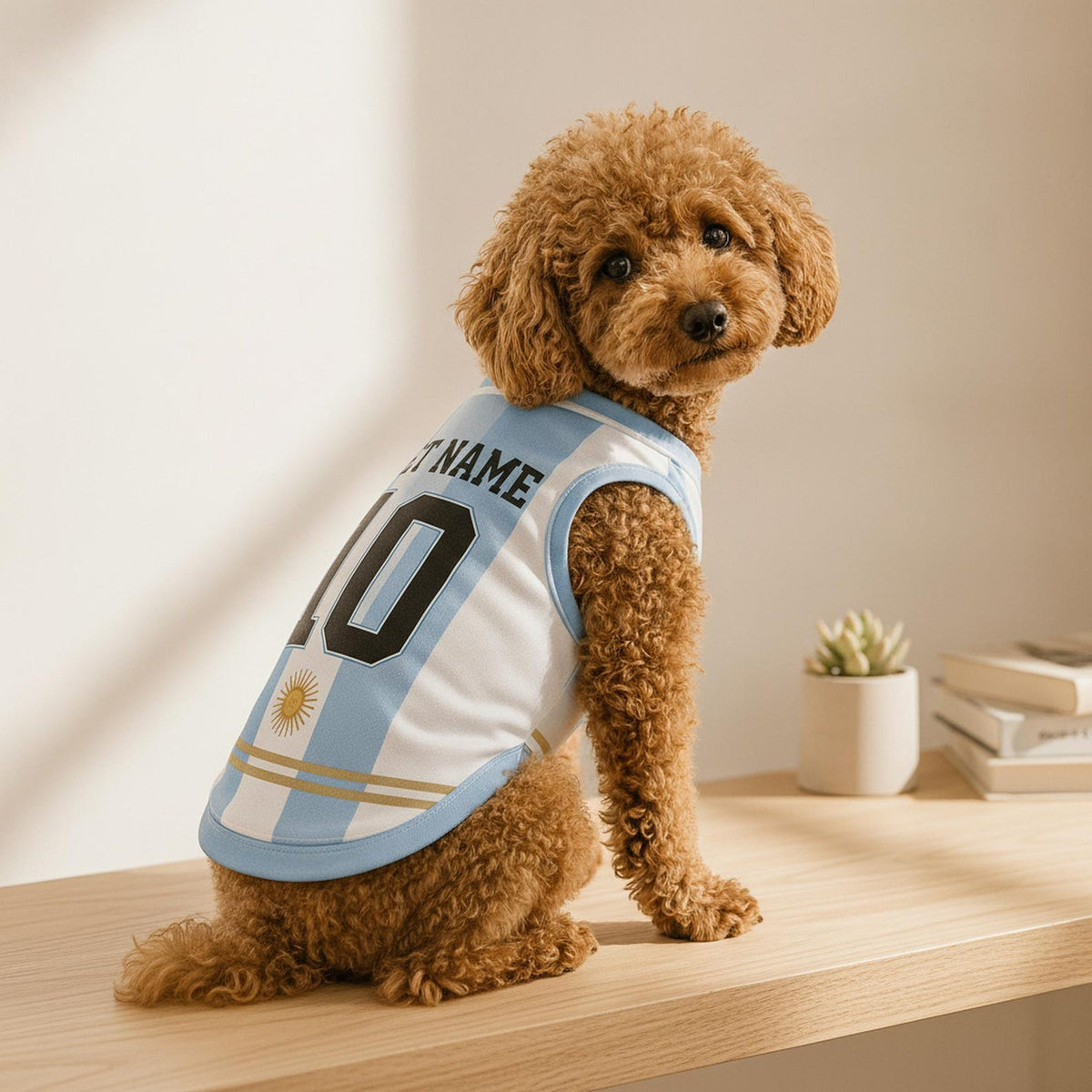 Argentina Pet Soccer Jersey, Custom Dog Jersey with Name and Number, Argentina Inspired Dog Shirt, Personalized Soccer Pet Outfit