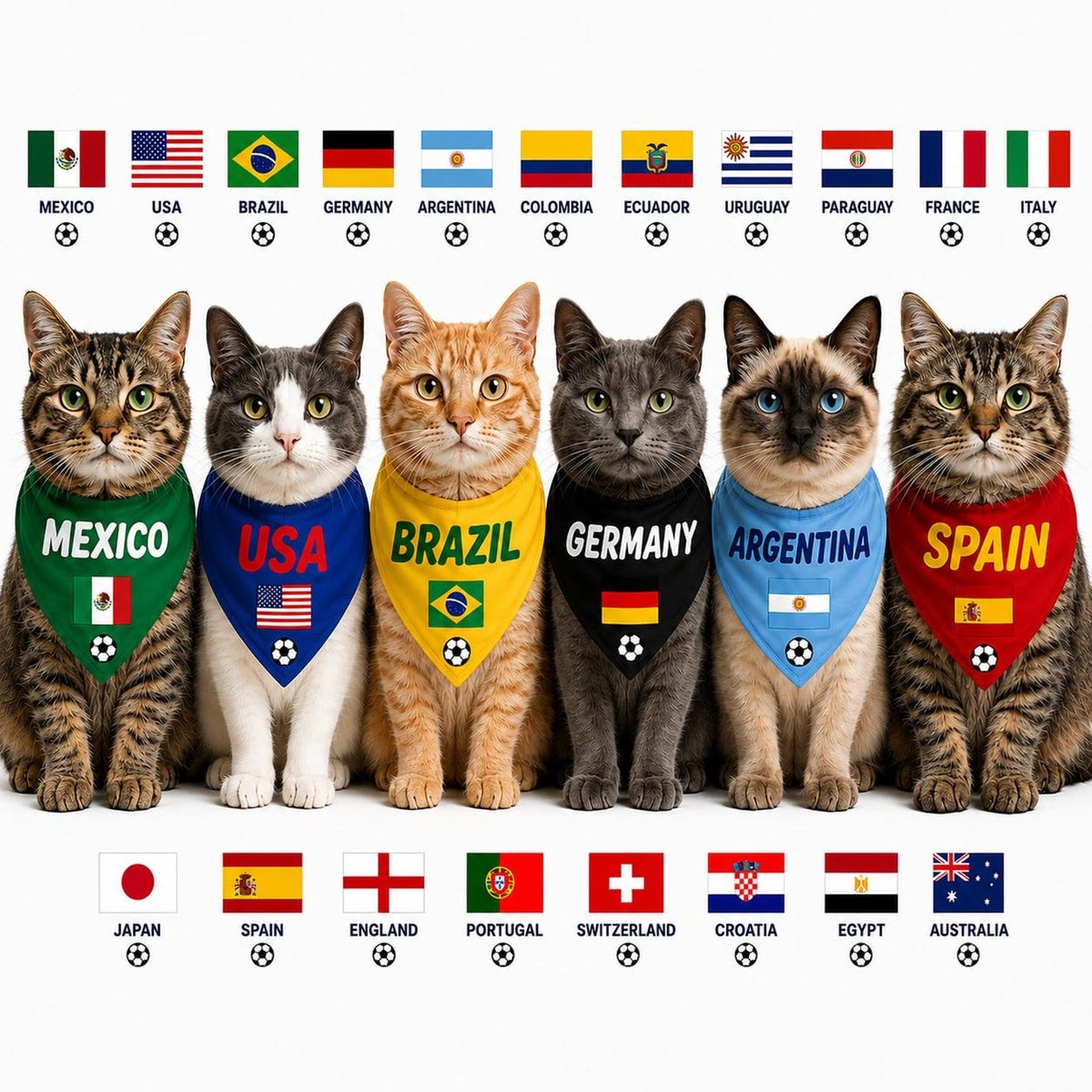 Dog & Cat Soccer Bandana with Country flag, Personalized Pet Scarf, International football fan accessory, Team spirit pet gift Worldcup Fan