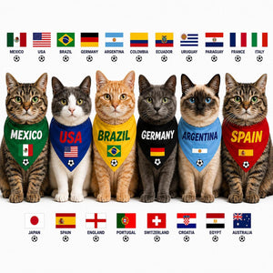 Dog & Cat Soccer Bandana with Country flag, Personalized Pet Scarf, International football fan accessory, Team spirit pet gift Worldcup Fan
