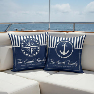Personalized Boat Name Anchor Pillow, Custom Captain Yacht Decor Cushion, Fathers Day Summer Lake House Present For Him Dad
