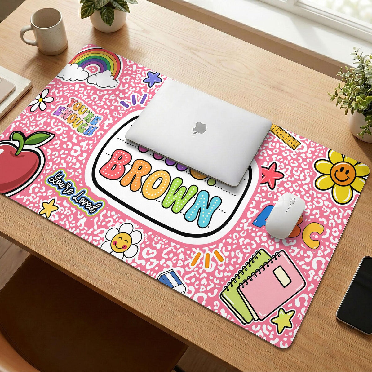 Custom Teacher Composition Book Desk Mat, Custom Teacher Mouse Pad, Back To School, Teacher Appreciation Gift from Student, End of Year Gift