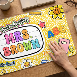 Custom Teacher Composition Book Desk Mat, Custom Teacher Mouse Pad, Back To School, Teacher Appreciation Gift from Student, End of Year Gift