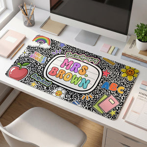 Custom Teacher Composition Book Desk Mat, Custom Teacher Mouse Pad, Back To School, Teacher Appreciation Gift from Student, End of Year Gift