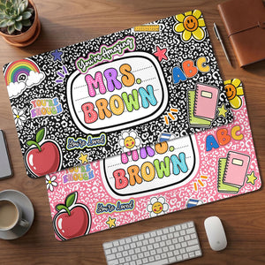 Custom Teacher Composition Book Desk Mat, Custom Teacher Mouse Pad, Back To School, Teacher Appreciation Gift from Student, End of Year Gift