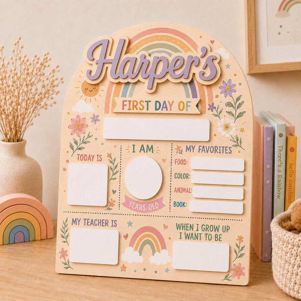 Personalized First and Last Day of School Sign, Back to School Board Kids Gift, Preschool Kindergarten 1st Day of School Photo