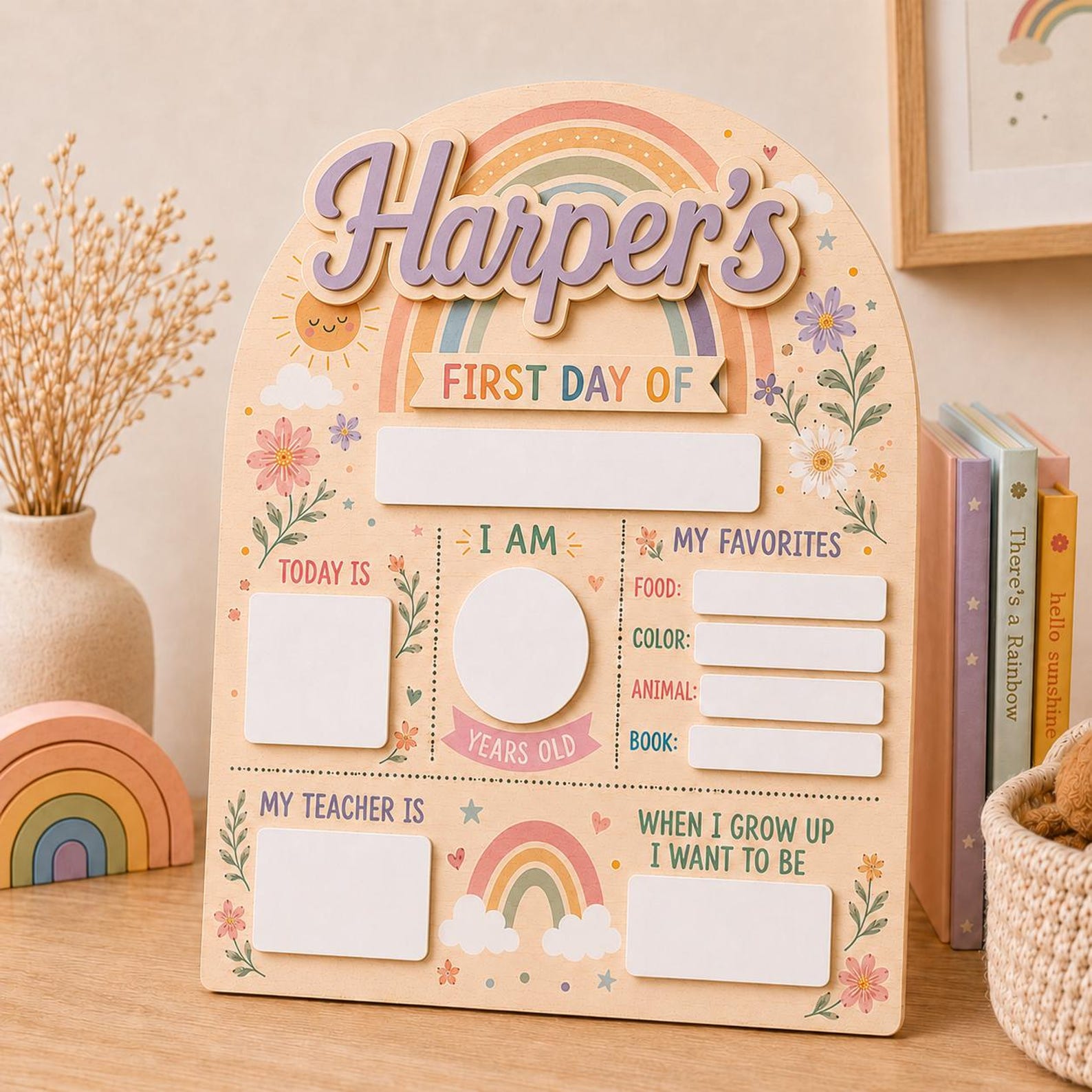 Personalized First and Last Day of School Sign, Back to School Board Kids Gift, Preschool Kindergarten 1st Day of School Photo