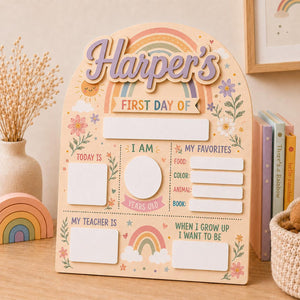 Personalized First and Last Day of School Sign, Back to School Board Kids Gift, Preschool Kindergarten 1st Day of School Photo