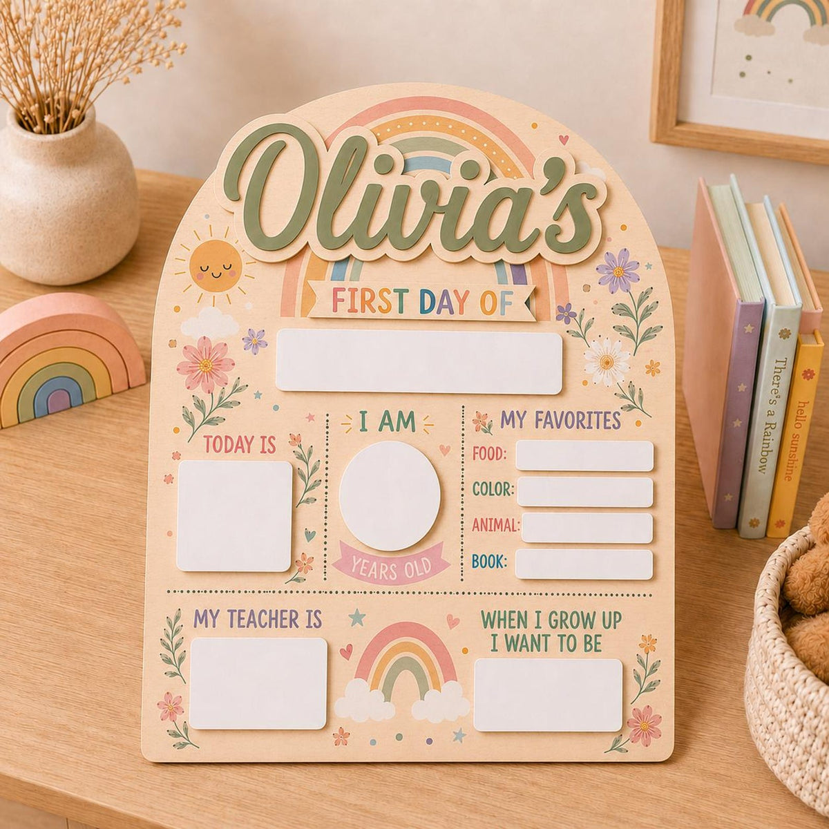 Personalized First and Last Day of School Sign, Back to School Board Kids Gift, Preschool Kindergarten 1st Day of School Photo