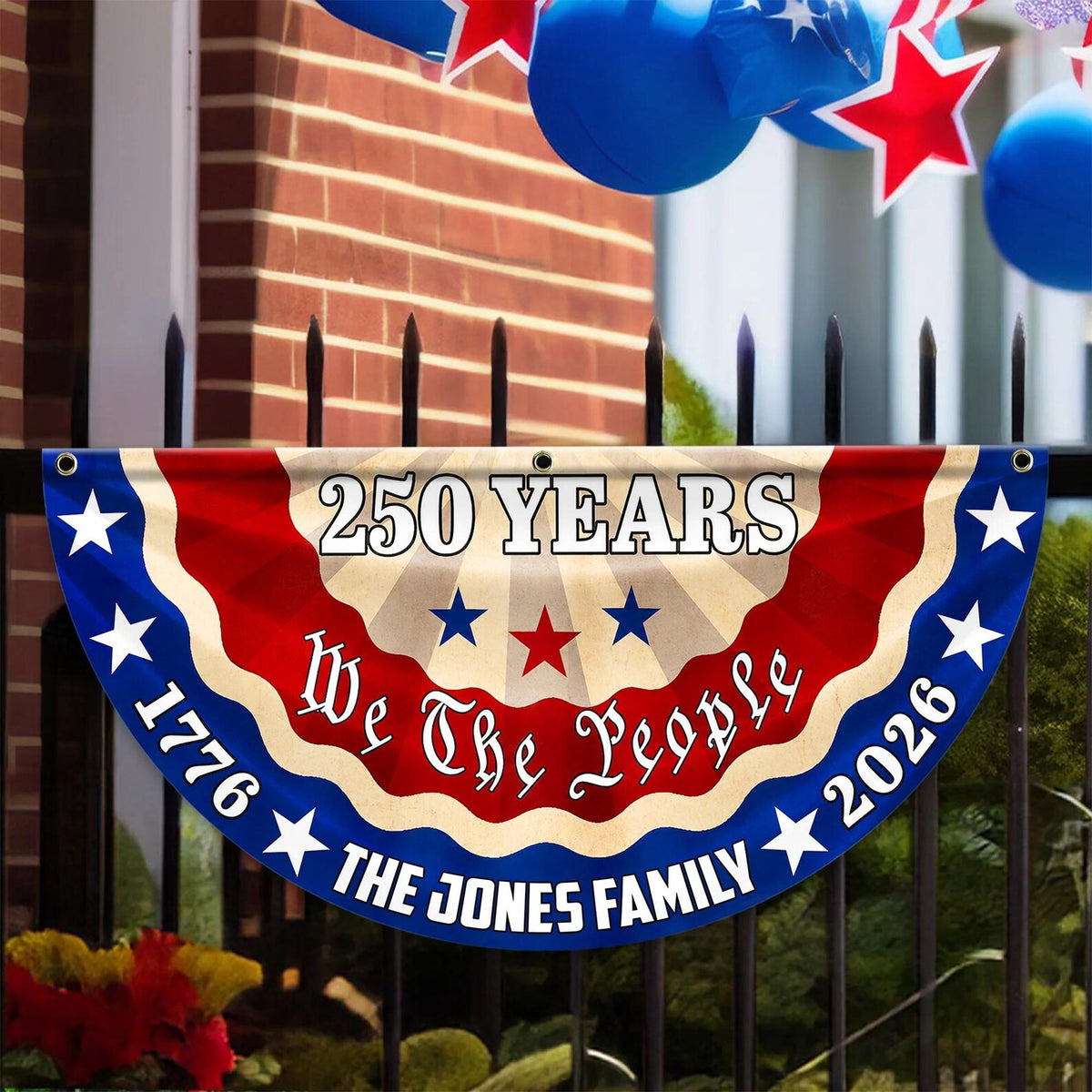 USA Semiquincentennial Banner,1776-2026 Patriotic Fence Decor, We The People 250th Anniversary Sign