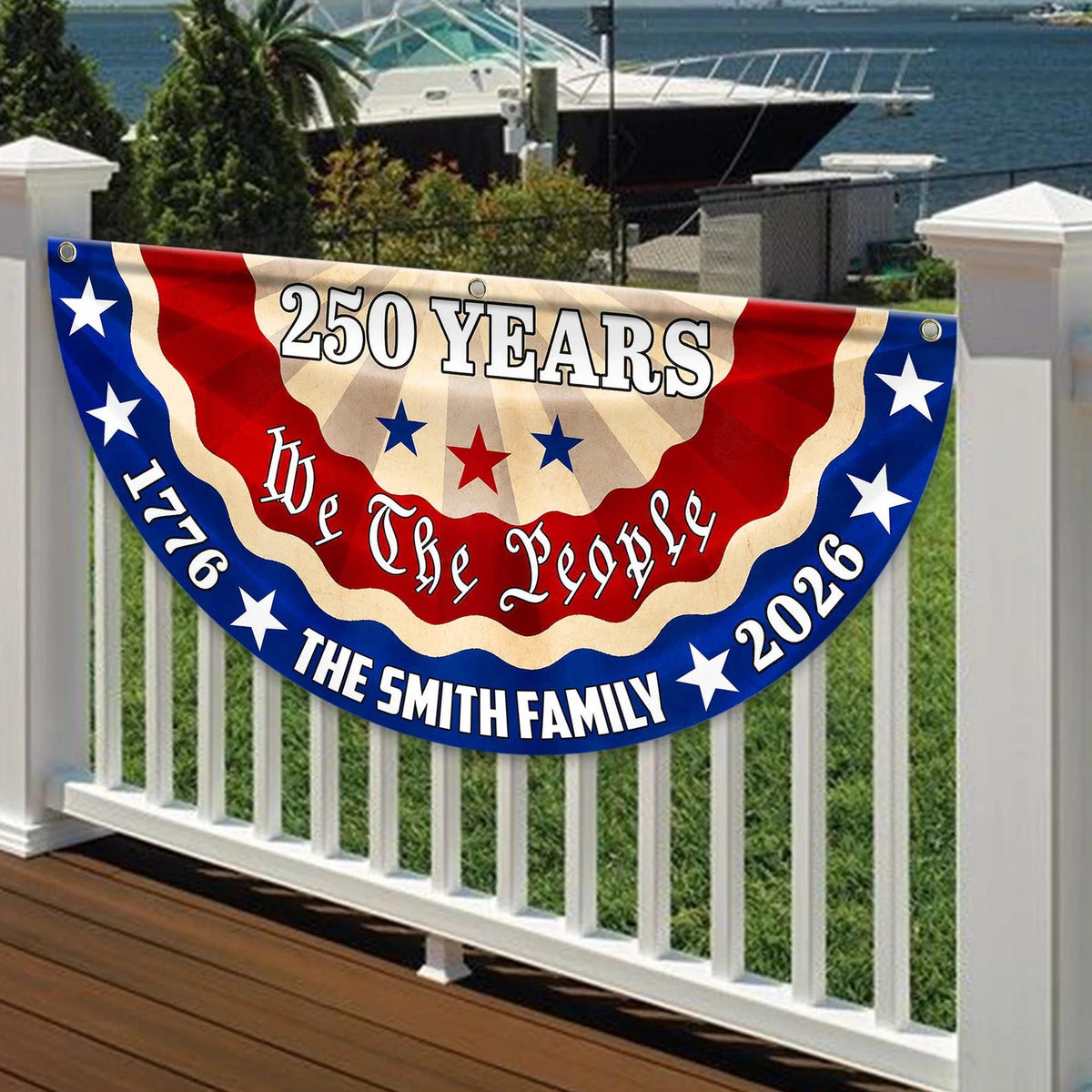USA Semiquincentennial Banner,1776-2026 Patriotic Fence Decor, We The People 250th Anniversary Sign