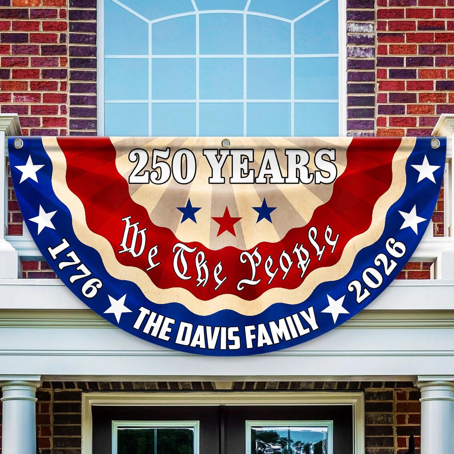 USA Semiquincentennial Banner,1776-2026 Patriotic Fence Decor, We The People 250th Anniversary Sign