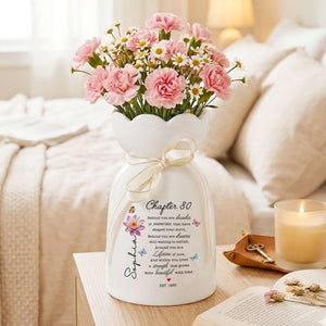 80th Birthday Gift For Women, Custom Birth Flower Vase, Personalized 80th Birthday Vase, Chapter 80 Gift