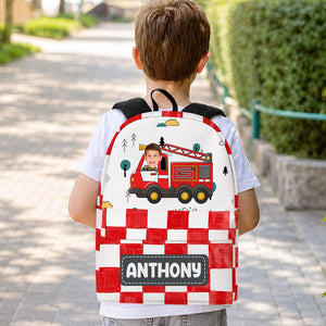 Personalized Fire Truck Backpack , Preschool Backpack, Back To School Gift, Gifts For Kids, Firefighter Backpack For Boy