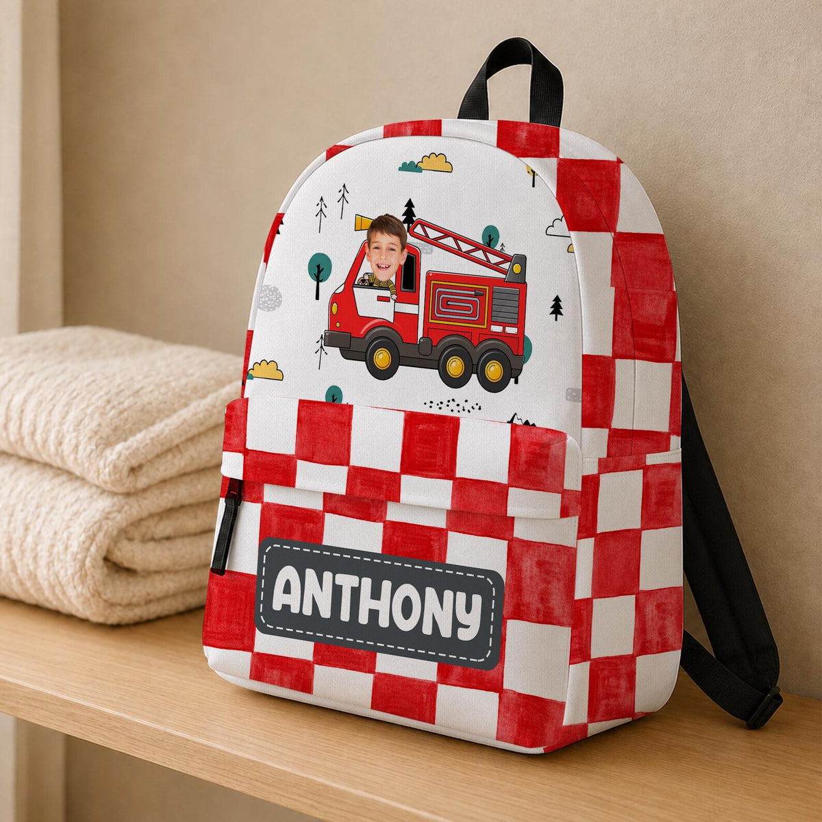 Personalized Fire Truck Backpack , Preschool Backpack, Back To School Gift, Gifts For Kids, Firefighter Backpack For Boy