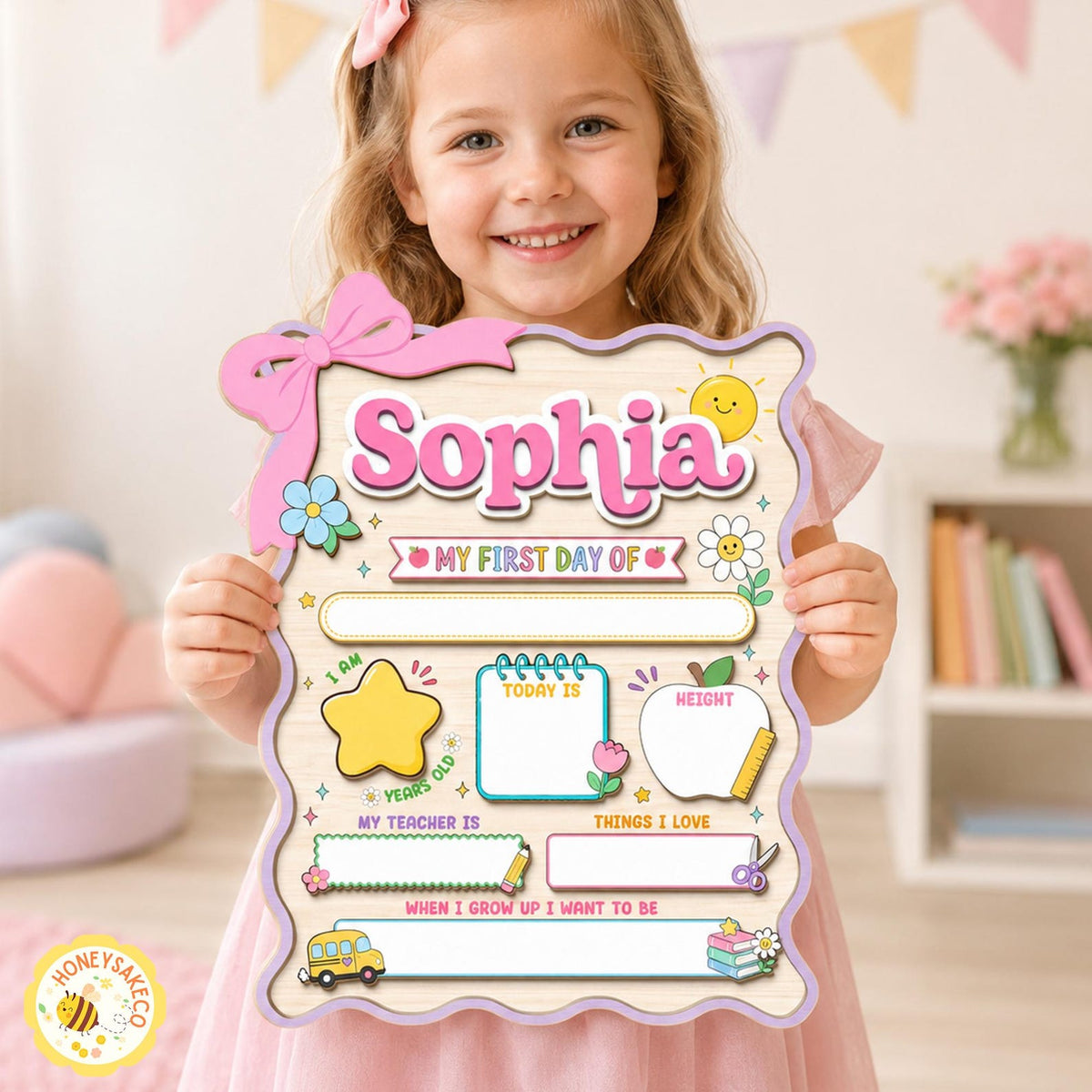 Personalized First Day Of School Sign, Back to School Board Gift For Kids, Kindergarten 1st Day of School Board, Last Day of School Keepsake
