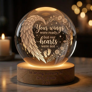 Personalized Baby Memorial Night Light, Miscarriage Memorial Crystal Ball Night Light, Angel Baby Memorial Gifts, Baby Loss, Sympathy Gift