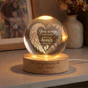 Personalized Baby Memorial Night Light, Miscarriage Memorial Crystal Ball Night Light, Angel Baby Memorial Gifts, Baby Loss, Sympathy Gift