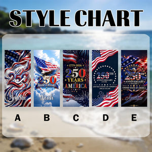 Custom USA 250th Anniversary Beach Towel,Personalized America 1776-2026 Towel,Family Name Patriotic Pool Towel,Independence Day Summer Gift