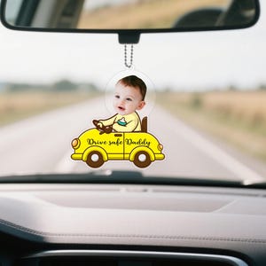 Personalized Acrylic Car Hanger,Drive Safe Daddy with 1-5 Baby Photo,Acrylic Car Hanging,Car Decor,Gift for Dad,New Dad Gift,1st Fathers Day