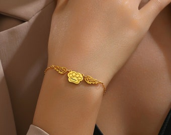 Paw Print Name Bracelet, Personalized Elegant Dog Paw Bracelet, Dog/Cat Bracelet, Pet Name Bracelet, Pet Lover Gift, Christmas Memorial Gift