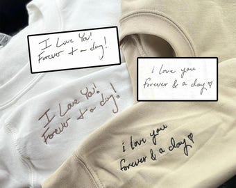 Custom Your Handwriting Embroidered Sweatshirt, Embroidered Couple Message Shirt, Couple Matching Sweatshirt, Personalized Gift For Him Her