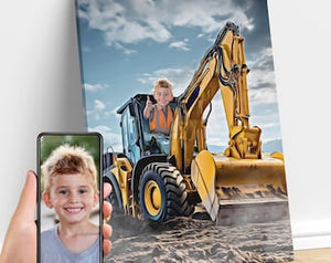 Personalized Kid Backhoe Truck Blanket, Velveteen Plush, Custom Construction Vehicle Gift, Backhoe Birthday, Personalized Blanket for Kids