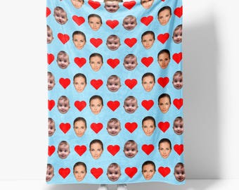 Funny Face Blanket, Father s Day Gift Dad, Customized Teen Birthday Gift, Fall Winter Picture Blanket, Unique Holiday Christmas Gift Family